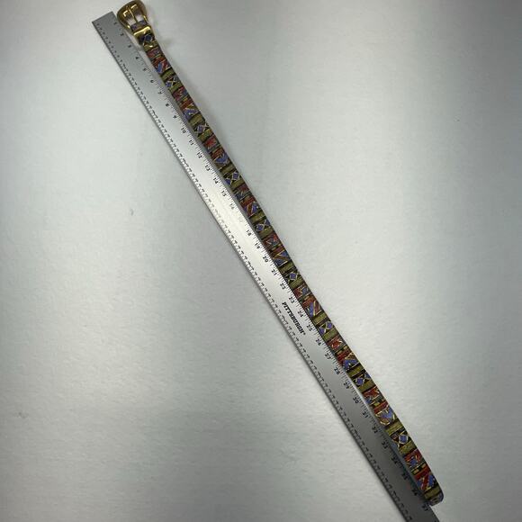 VTG The Limited Leather Belt Multicolor Abstract Geometric Statement Gold Buckle main image 4